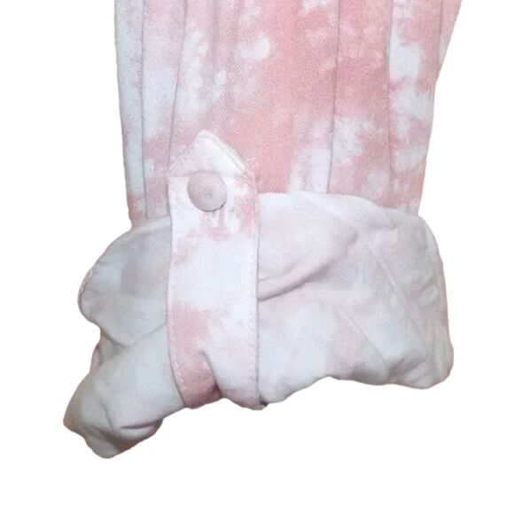 TORRID Shirt Dress, 3/3X, Pink/White, Tab Sleeves, Drawstring Waist, Zip Front - Picture 7 of 16